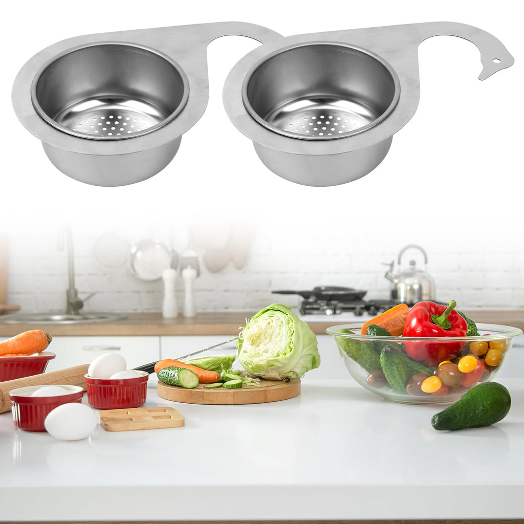 2-Piece Stainless Steel Faucet-Hanging Sink Strainer Baskets