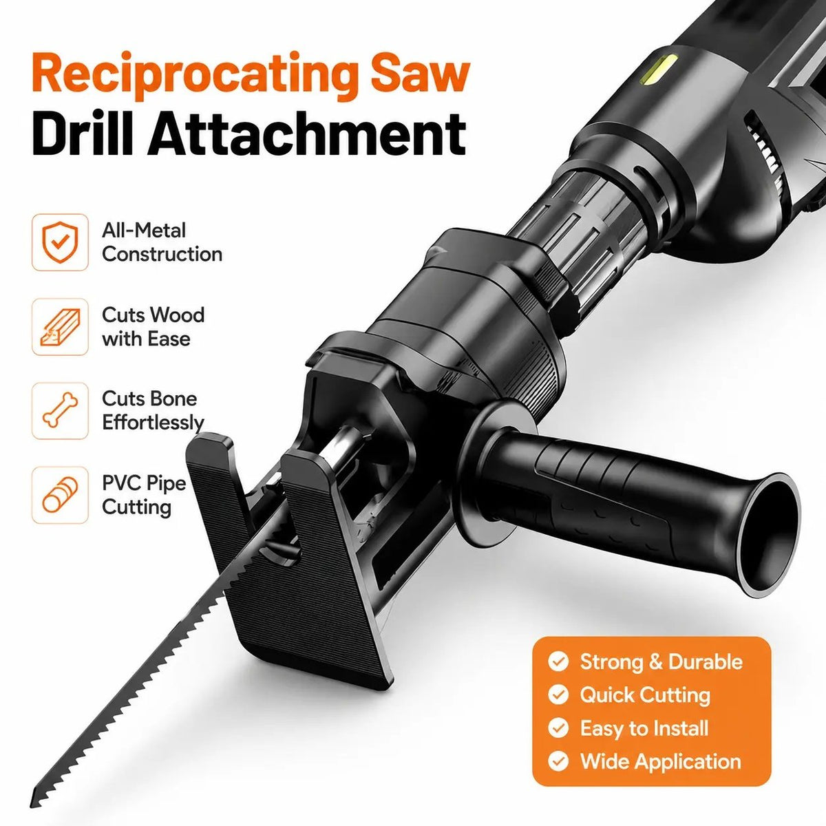 1 Set Reciprocating Saw Attachment Kit with 3 Saw Blades for Drill & Angle Grinder