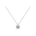 Silver Cushion-Cut Halo Cubic Zirconia Pendant Necklace