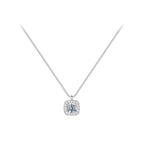 Silver Cushion-Cut Halo Cubic Zirconia Pendant Necklace