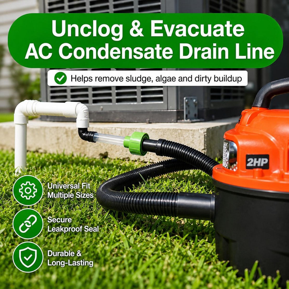 Universal AC Drain Line Cleaner Adapter