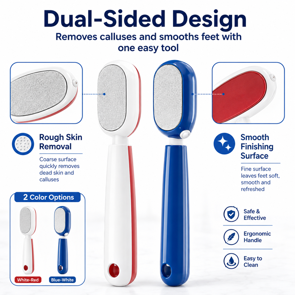 2-in-1 Dual-Sided Foot Callus Remover – Replaceable Stainless Steel Scraper