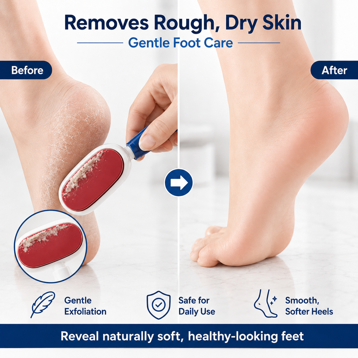 2-in-1 Dual-Sided Foot Callus Remover – Replaceable Stainless Steel Scraper