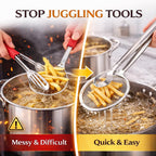 2-in-1 Grip & Drain Frying Strainer Tongs