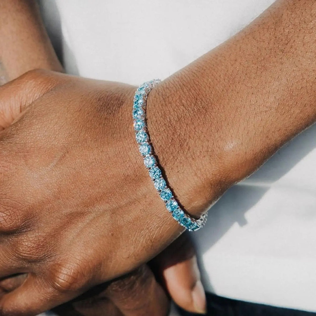 Iced Out Tennis Bracelet for Men – Round Cut CZ Hip Hop Jewelry