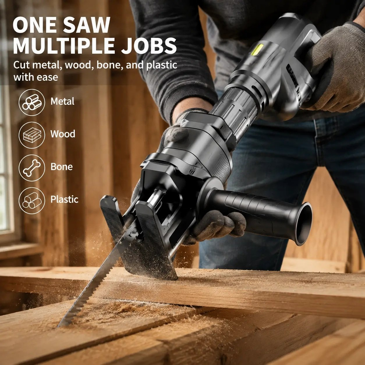 1 Set Reciprocating Saw Attachment Kit with 3 Saw Blades for Drill & Angle Grinder