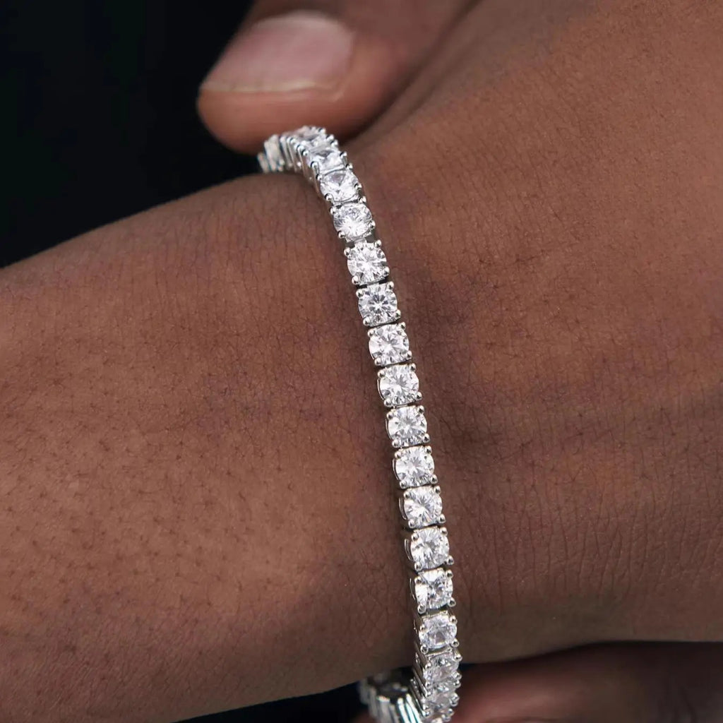 Iced Out Tennis Bracelet for Men – Round Cut CZ Hip Hop Jewelry