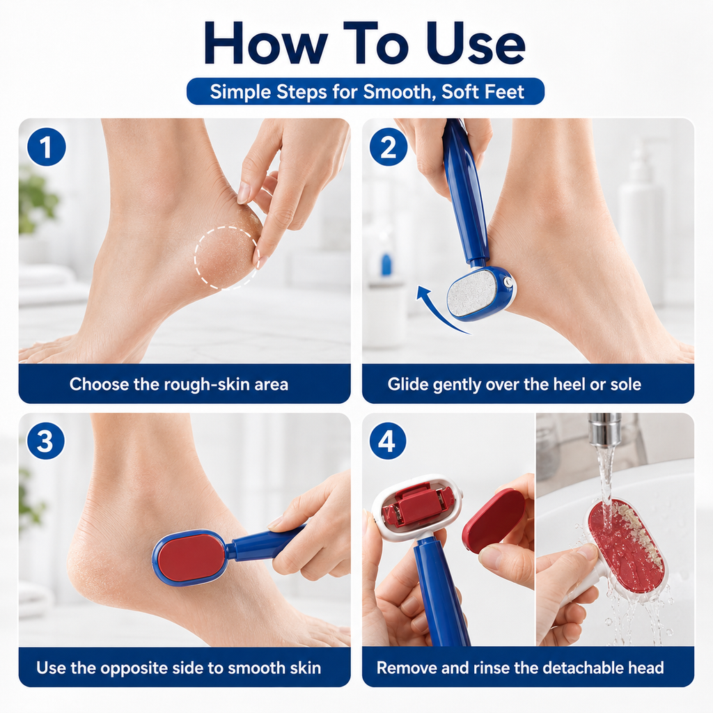 2-in-1 Dual-Sided Foot Callus Remover – Replaceable Stainless Steel Scraper