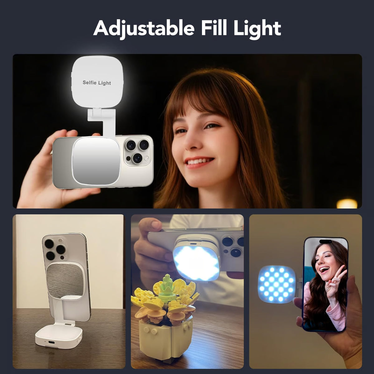 Foldable Magnetic Selfie Light with Mirror