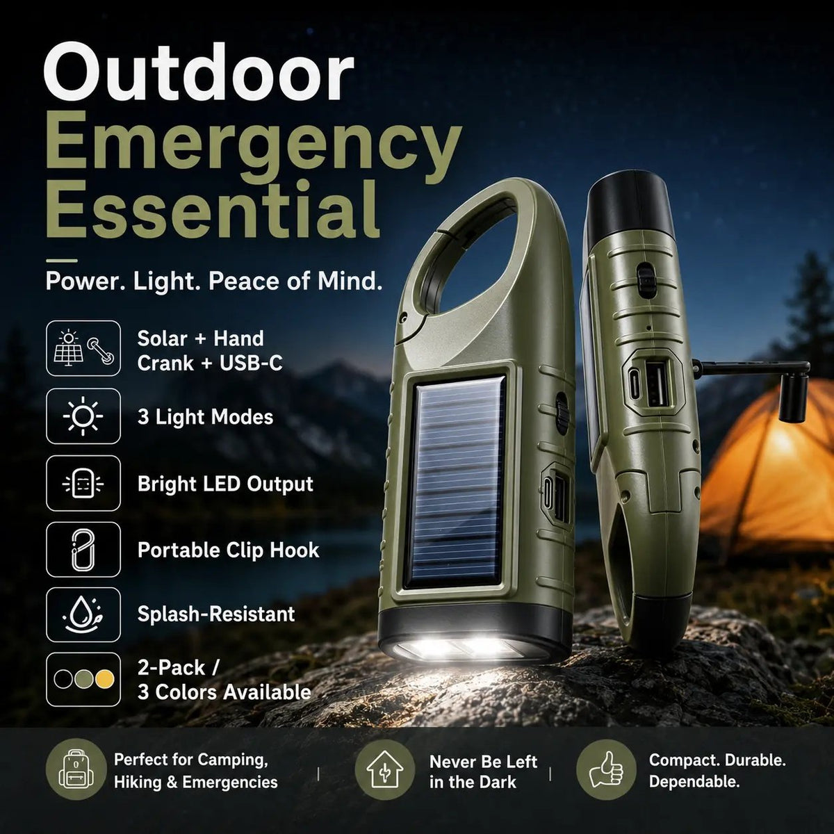2-Pack Compact ABS Body LED Lights