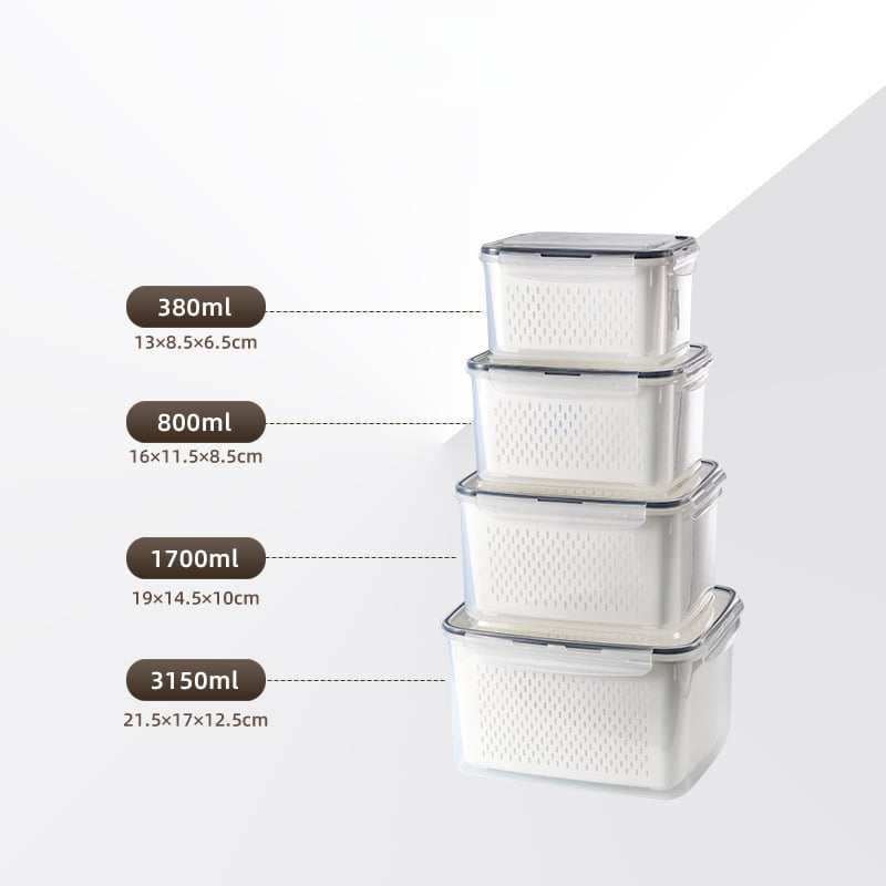 5-Piece Stackable Produce Storage Containers with Built-In Colanders
