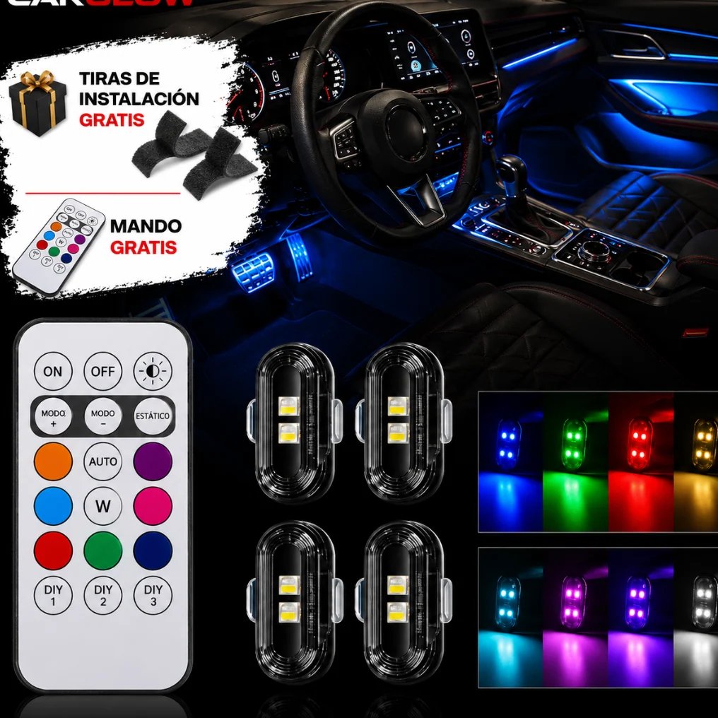 8-Color Wireless RGB Vehicle Interior Light Kit（8PCS）