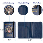 RFID Blocking Passport Holder & Travel Wallet with 3D Metal Eagle Badge