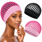 2-Pack Breathable Crochet Hair Nets for Sleeping with Ultra-Wide Soft Band