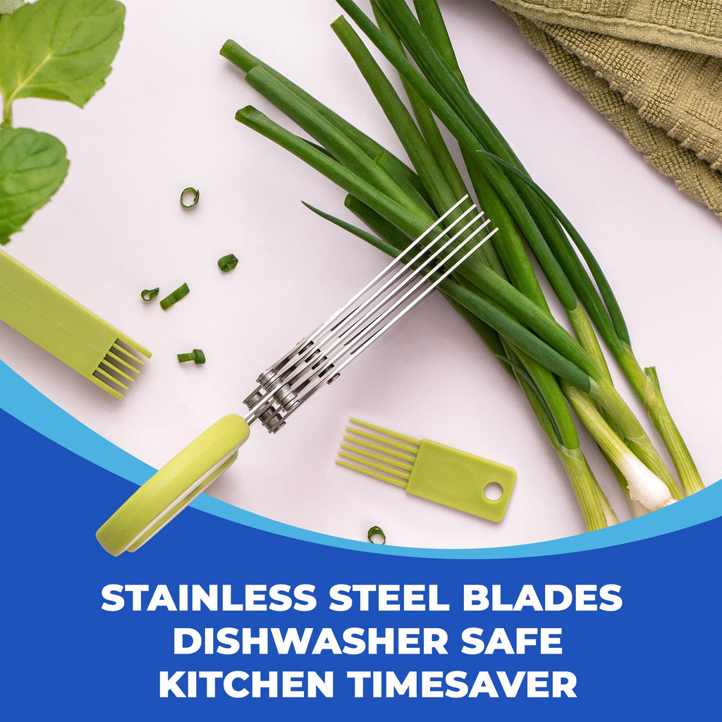 5-Blade Stainless Steel Herb Scissors with Cleaning Comb & Protective Cover