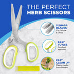5-Blade Stainless Steel Herb Scissors with Cleaning Comb & Protective Cover
