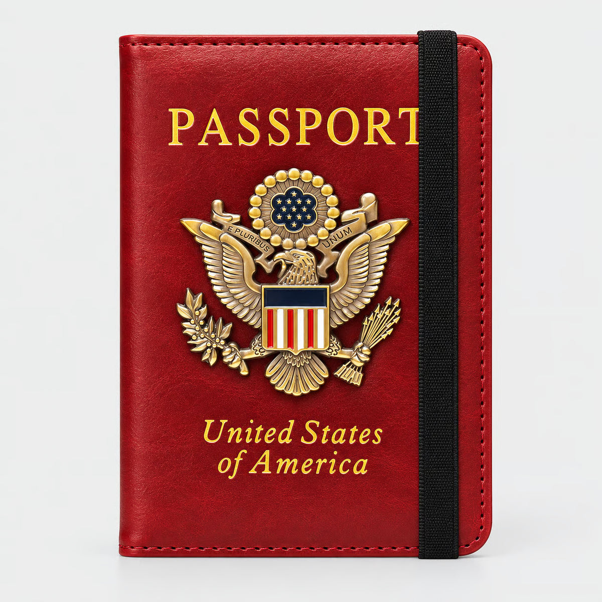 RFID Blocking Passport Holder & Travel Wallet with 3D Metal Eagle Badge