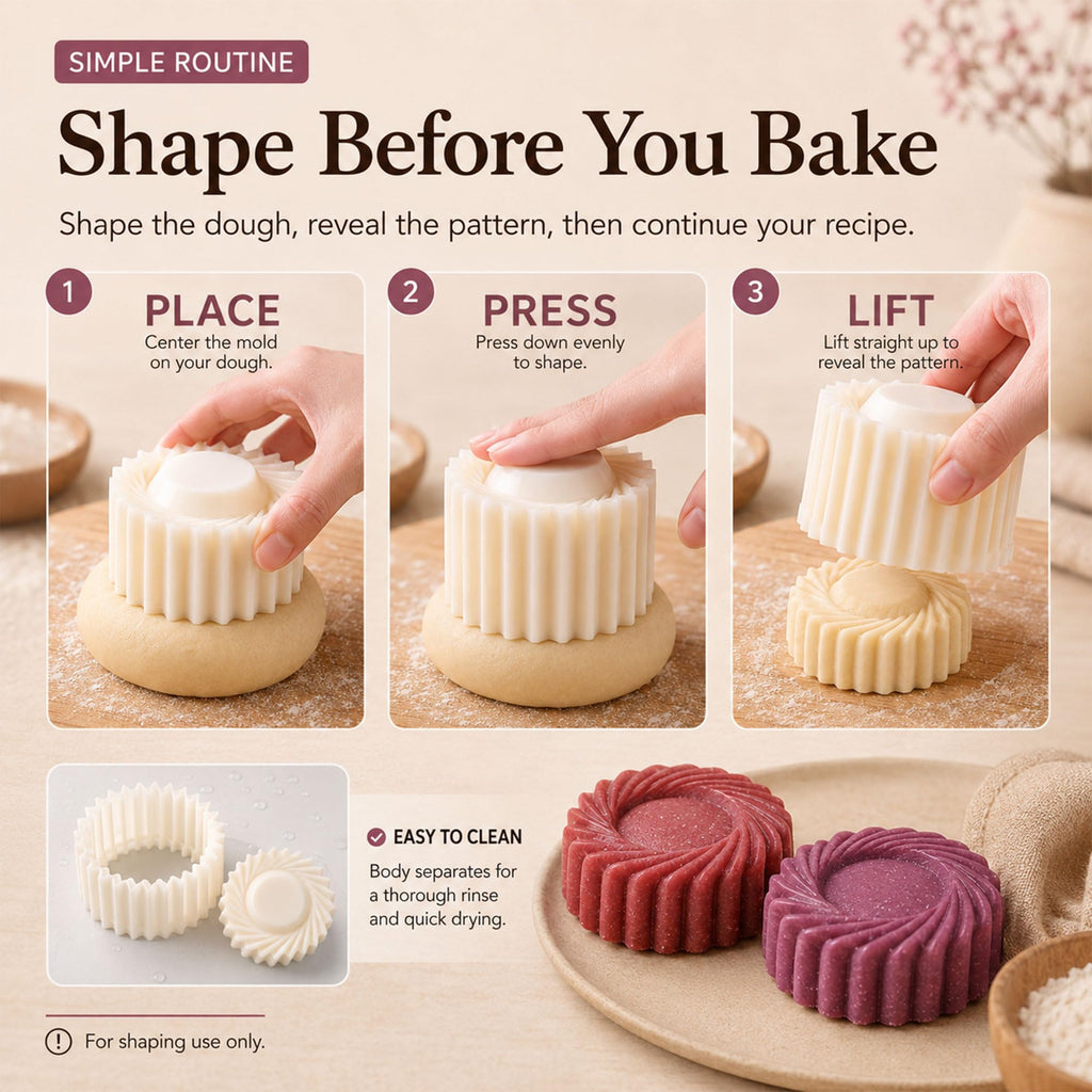 6-Piece Dual-Pattern Cookie & Mooncake Press Set