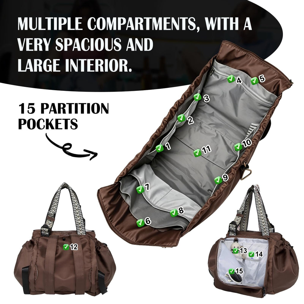 Convertible 15-Pocket Travel Tote Backpack