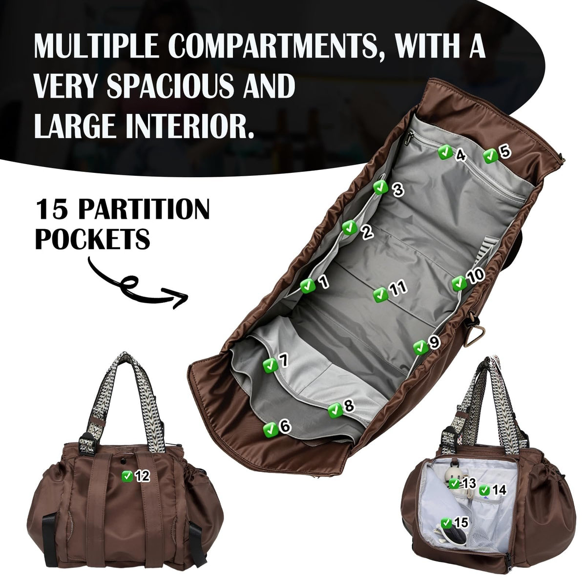 Convertible 15-Pocket Travel Tote Backpack