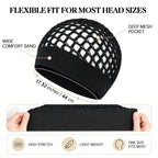 2-Pack Breathable Crochet Hair Nets for Sleeping with Ultra-Wide Soft Band