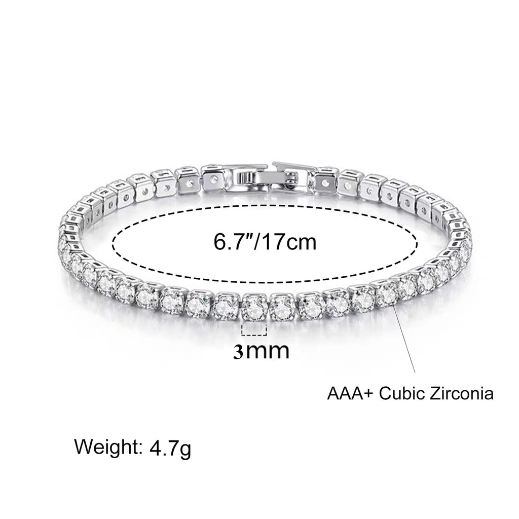 Sparkly Cubic Zirconia Tennis Bracelet for Women