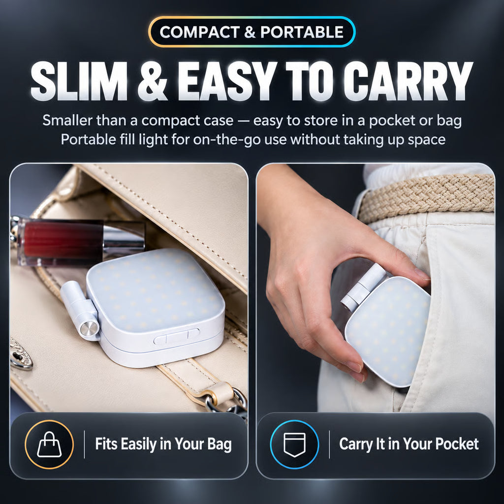 Foldable Magnetic Selfie Light with Mirror