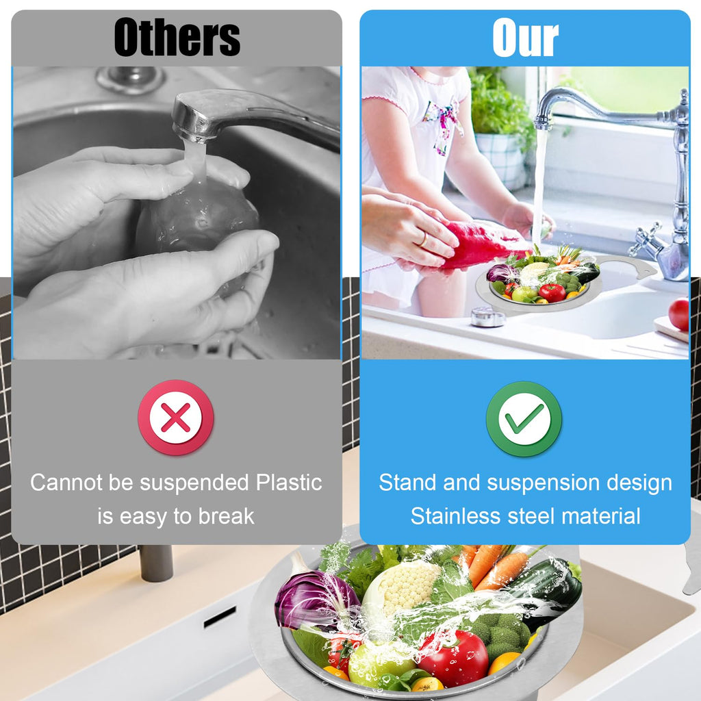 2-Piece Stainless Steel Faucet-Hanging Sink Strainer Baskets