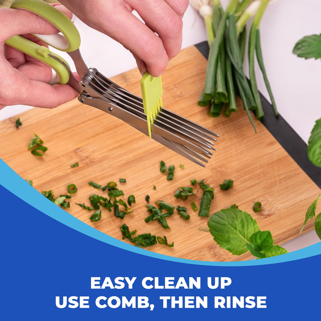 5-Blade Stainless Steel Herb Scissors with Cleaning Comb & Protective Cover
