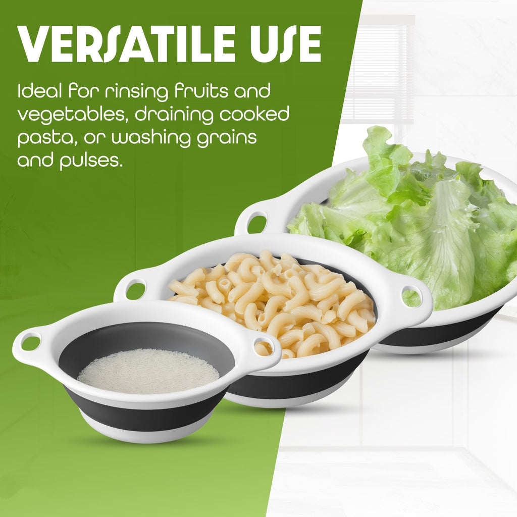 4-Piece Collapsible Colander Set with Self-Draining Tray