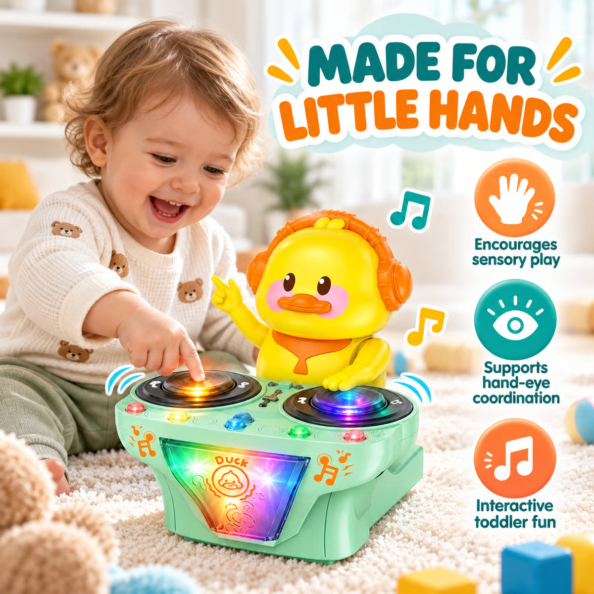 Musical DJ Toy for Toddlers – Duck or Pig Design