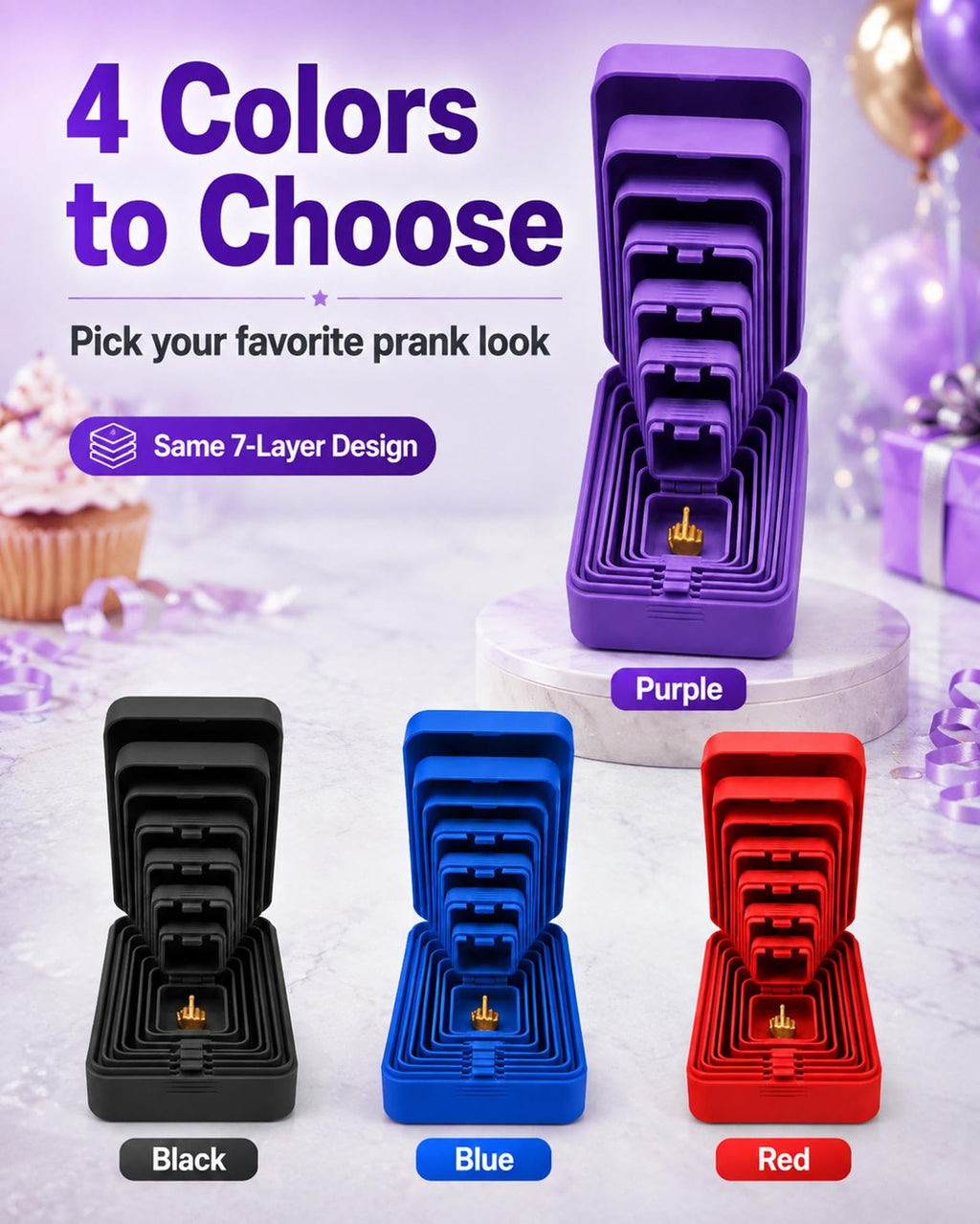 7-Layer Never-Ending Prank Box with Middle Finger Surprise