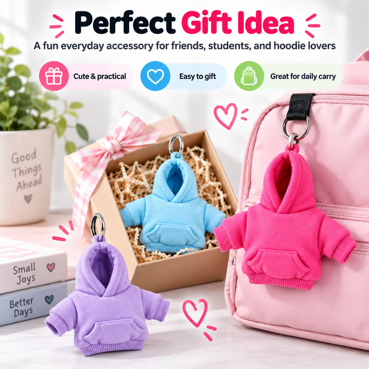 Mini Hoodie Keychain – Soft Squishy Bag Charm