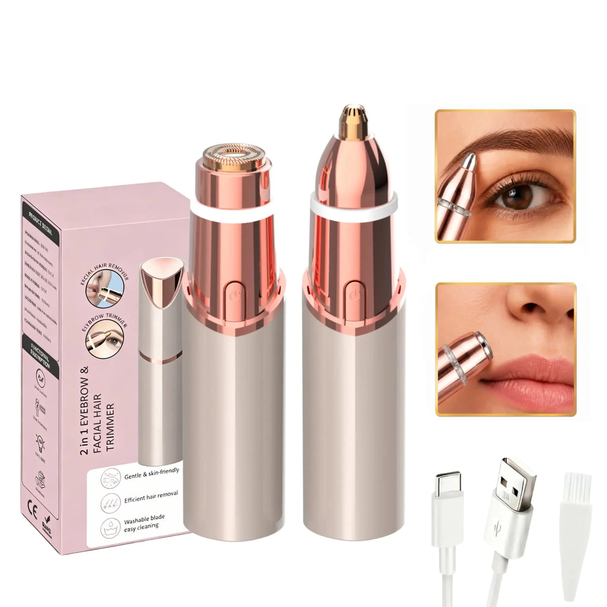2-in-1 Rechargeable Eyebrow & Facial Hair Trimmer