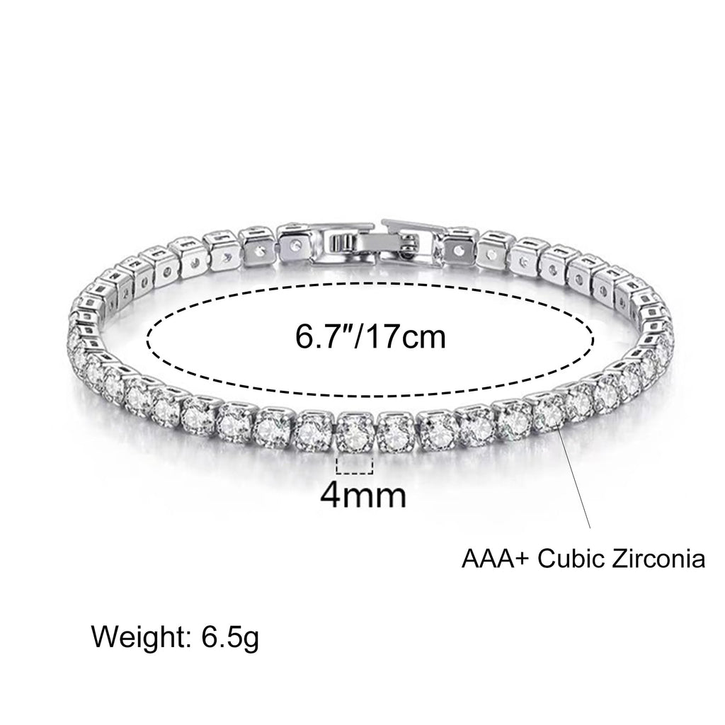 4-5mm Round Cubic Zirconia Classic Tennis Bracelet