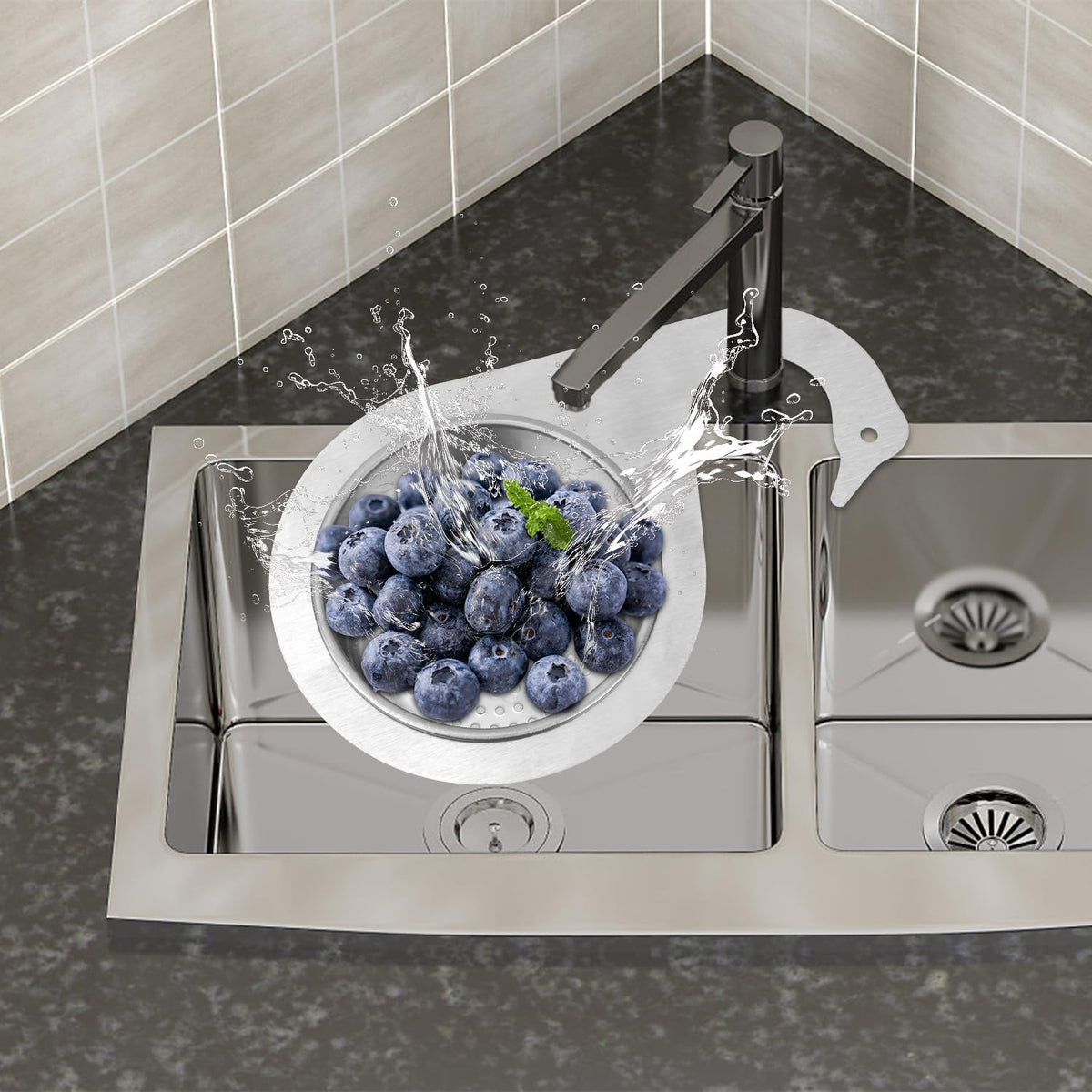 2-Piece Stainless Steel Faucet-Hanging Sink Strainer Baskets