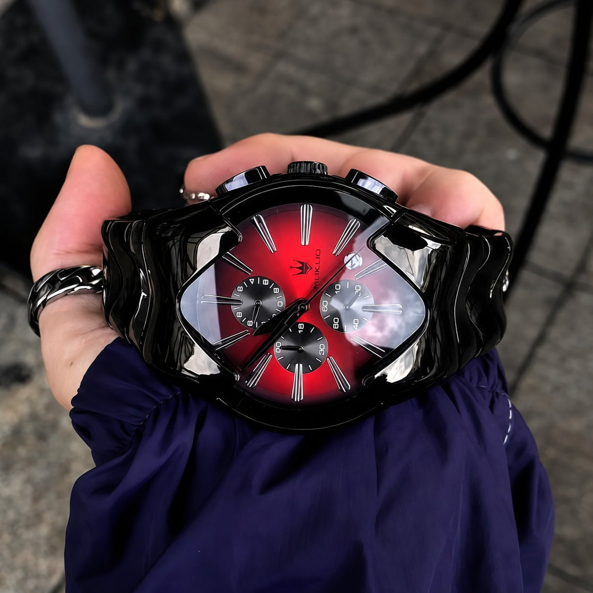 Future-Form Wave-Link Chronograph Watch
