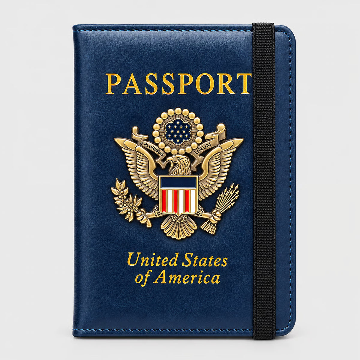 RFID Blocking Passport Holder & Travel Wallet with 3D Metal Eagle Badge