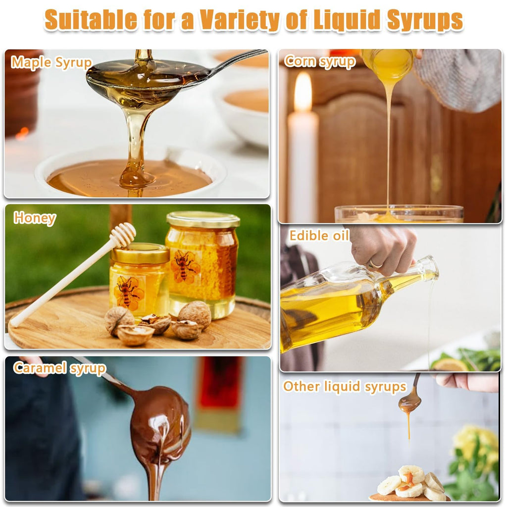 No-Drip Glass Honey & Syrup Dispenser with Stand