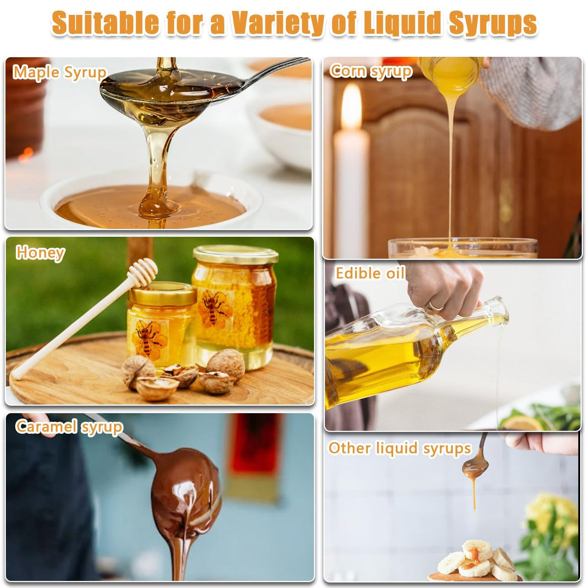 No-Drip Glass Honey & Syrup Dispenser with Stand