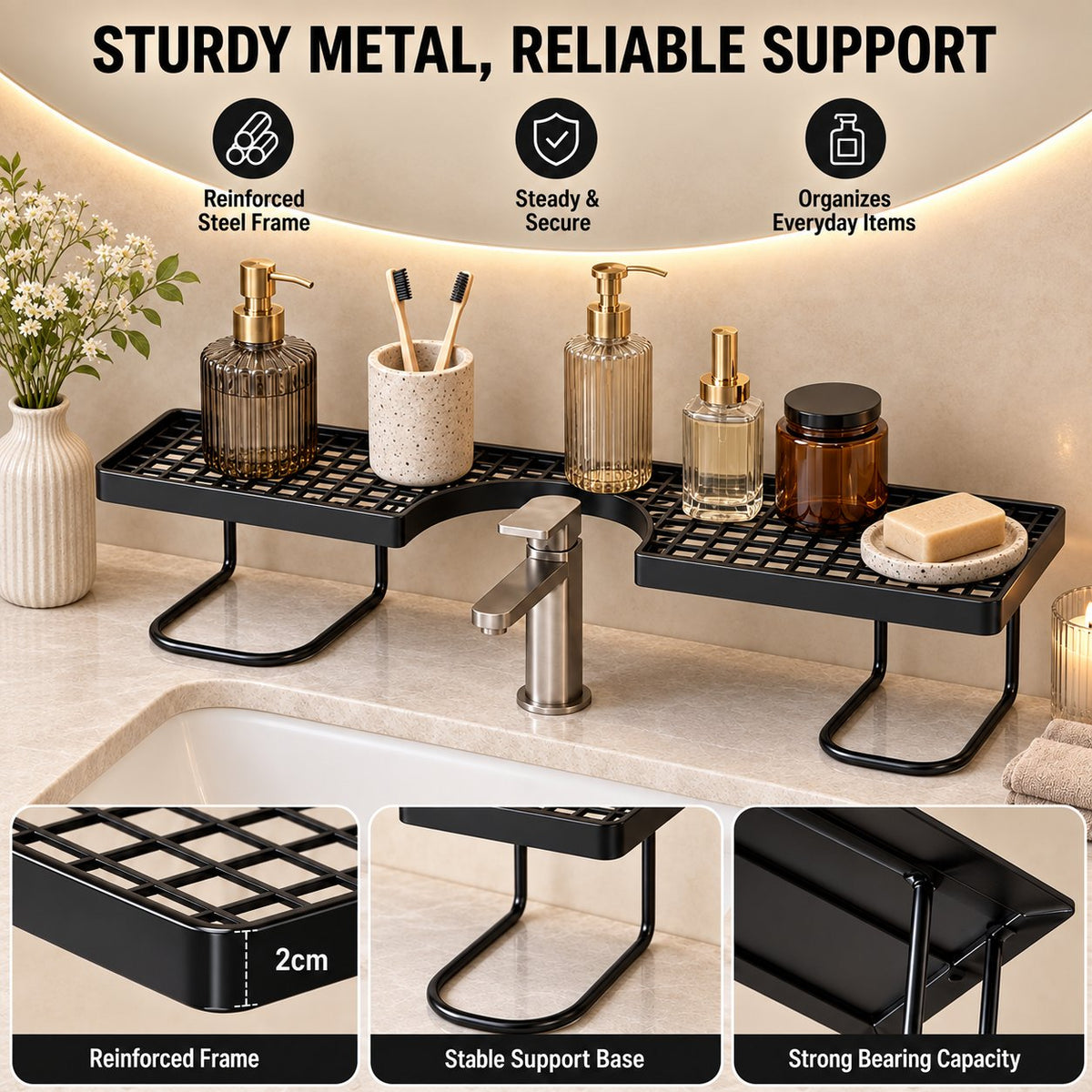 No-Drill Over-the-Faucet Sink Organizer Shelf