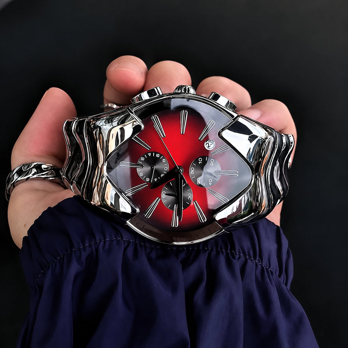 Future-Form Wave-Link Chronograph Watch