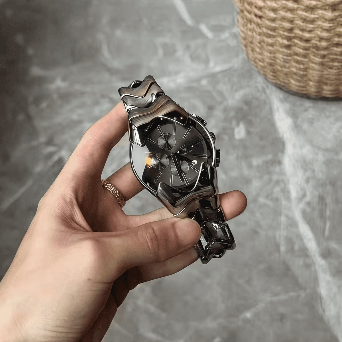 Future-Form Wave-Link Chronograph Watch