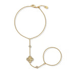Four Leaf Clover Gold Hand Chain Bracelet