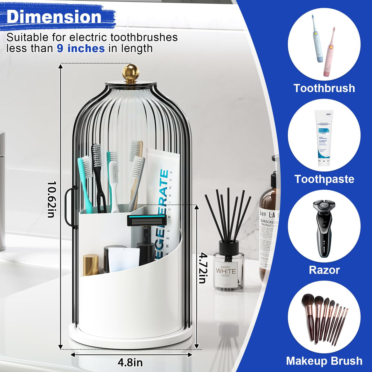 360° Rotating Toothbrush & Vanity Organizer