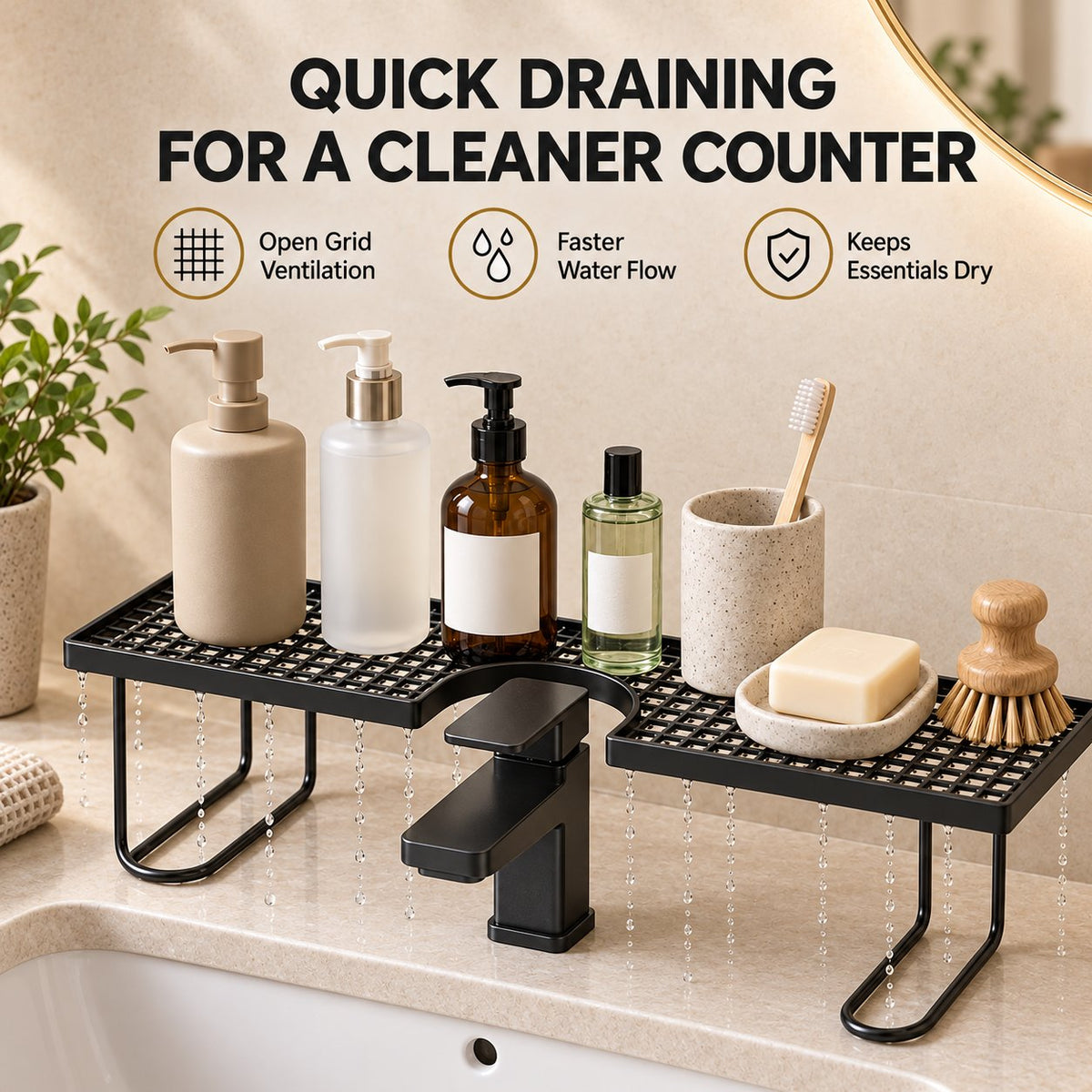 No-Drill Over-the-Faucet Sink Organizer Shelf
