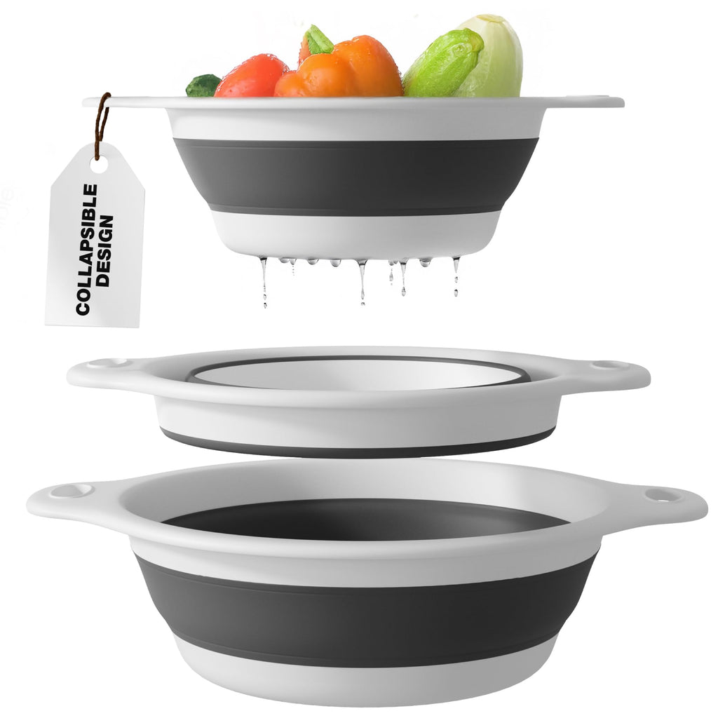 4-Piece Collapsible Colander Set with Self-Draining Tray