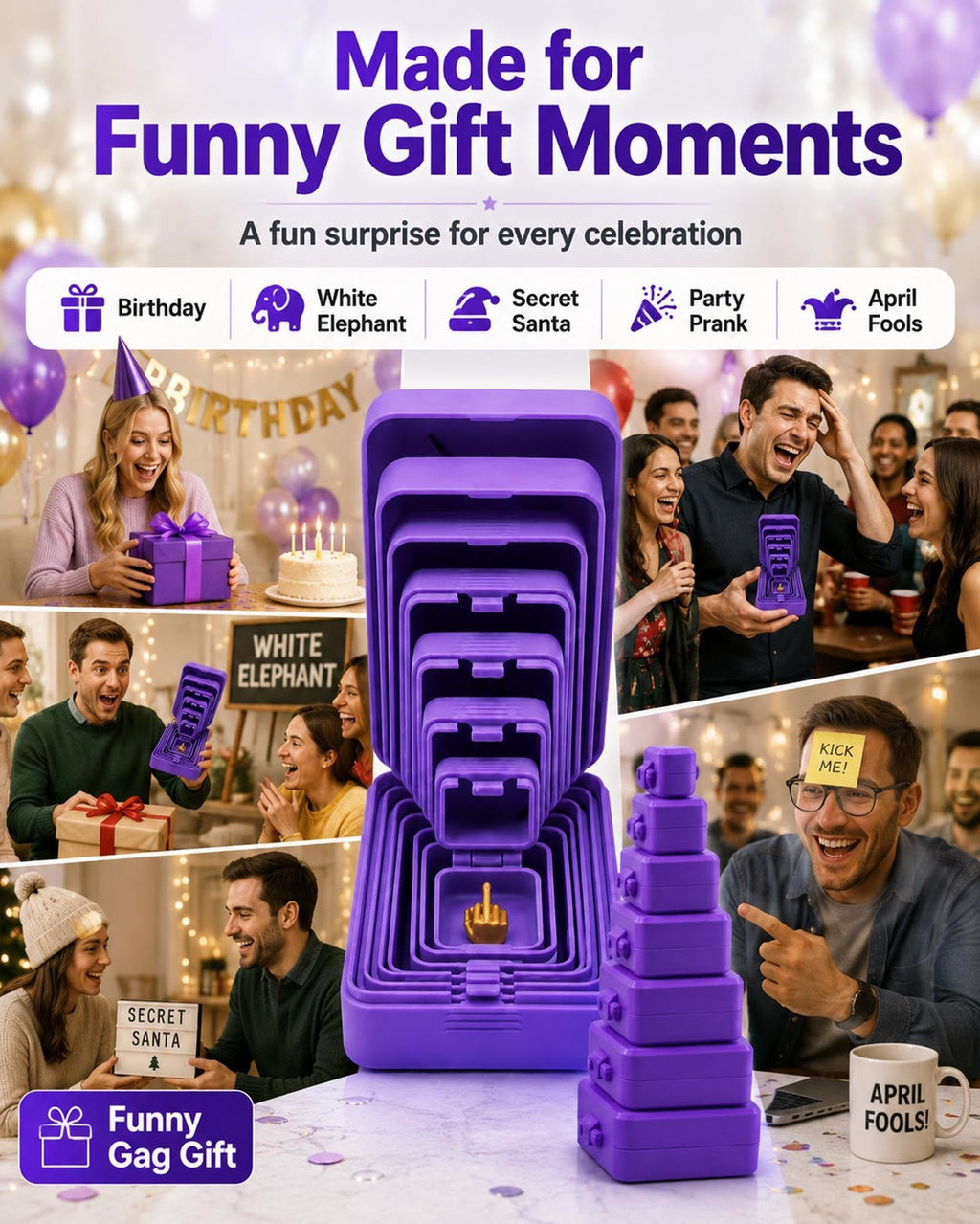 7-Layer Never-Ending Prank Box with Middle Finger Surprise