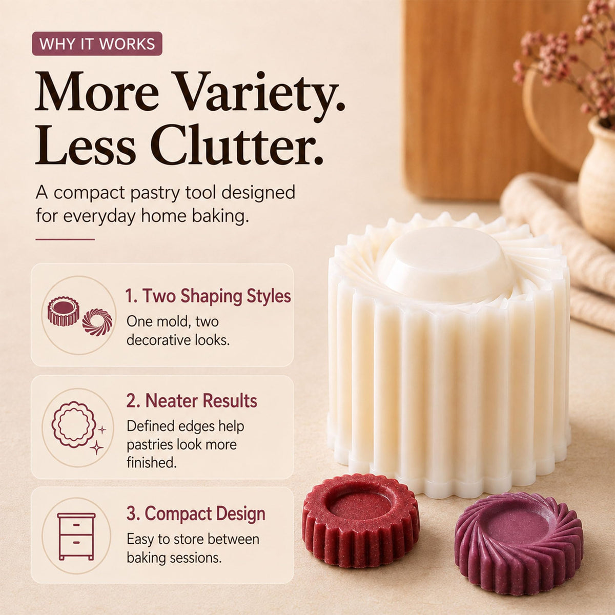 6-Piece Dual-Pattern Cookie & Mooncake Press Set