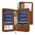 RFID-Blocking Family Passport Wallet with Zipper & Wrist Strap
